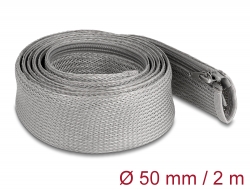 20832 Delock Braided Sleeve with zip fastener heat-resistant 2 m x 50 mm grey