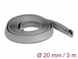 20836 Delock Braided Sleeve with zip fastener heat-resistant 3 m x 20 mm grey