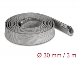 20837 Delock Braided Sleeve with zip fastener heat-resistant 3 m x 30 mm grey