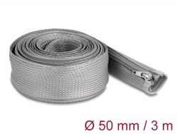 20838 Delock Braided Sleeve with zip fastener heat-resistant 3 m x 50 mm grey