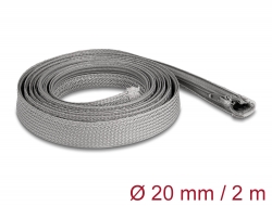 20830 Delock Braided Sleeve with zip fastener heat-resistant 2 m x 20 mm grey