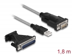 61314 Delock Adapter USB 2.0 Typ-A zu 1 x Seriell RS-232 D-Sub 9 + Adapter D-Sub 25 