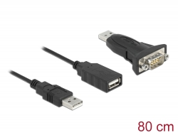 61506 Delock Adapter A-típusú USB 2.0 - 1 x soros RS-232 D-Sub 9 tűs apa anyacsavarokkal