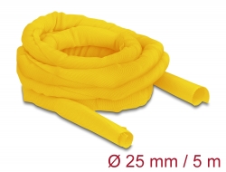 20875 Delock Manșon țesut cu auto-închidere rezistent la căldură, 5 m x 25 mm, galben