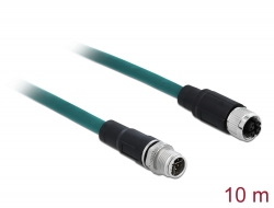 87844 Delock Network cable M12 8 pin X-coded male to female PUR (TPU) 10 m