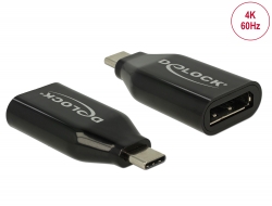64151 Delock Adaptér USB Type-C™ samec na DisplayPort samice (DP Alt Mód) 4K 60 Hz
