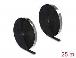 20859 Delock Strapazierfähiges Klettband selbstklebend mit Haft- und Flauschband L 25 m x B 25 mm schwarz