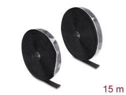 20857 Delock Vysoce spolehlivý pásek na suchý zip, samopřilnavý, D 15 m x Š 25 mm, černý