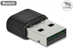 61000 Delock Adaptér USB Bluetooth 4.2 a dvoupásmové WLAN ac/a/b/g/n 433 Mbps