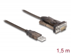 62646 Delock Adapter A-típusú USB 2.0 - 1 x soros RS-232 D-Sub 9 tűs apa csavarokkal 1,5 m
