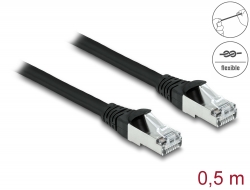 80133 Delock Síťový kabel RJ45, Cat. 6A S/FTP PUR, venkovní, 0,5 m, černý