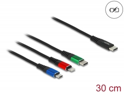 86820 Delock Καλώδια φόρτισης USB 3 σε 1 USB Type-C™ προς Lightning™ / Micro USB / USB Type-C™ 30 εκ.