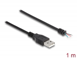 64184 Delock A-típusú USB 2.0 kábel apa - 4 db. nyitott vezeték 1 m fekete