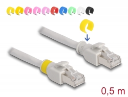 80117 Delock Câble de réseau RJ45 Cat.6A S/FTP avec clips de couleur, 0,5 m 