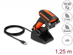 90556 Delock Industrial Barcode Scanner 1D and 2D for 2.4 GHz or Bluetooth with inductive charging station 