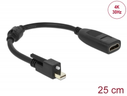 62640 Delock Adapter mini DisplayPort 1.2 muški s vijkom > HDMI ženski 4K aktivni crno