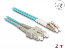 87911 Delock Optickovláknový kabel s kovovým opláštěním LC Duplex na SC Duplex, multimód, OM3, 2 m