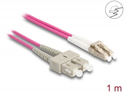 87916 Delock Cable de fibra óptica con cobertura metálica LC Duplex a SC Duplex Multimodo OM4 1 m