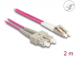 87917 Delock Cable de fibra óptica con cobertura metálica LC Duplex a SC Duplex Multimodo OM4 2 m