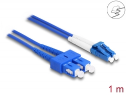 87922 Delock Cable de fibra óptica con cobertura metálica LC Duplex a SC Duplex monomodo OS2 1 m