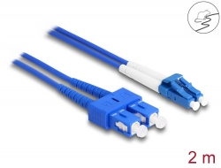 87923 Delock Cable de fibra óptica con cobertura metálica LC Duplex a SC Duplex monomodo OS2 2 m
