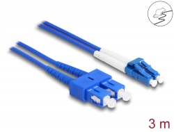87924 Delock Cable de fibra óptica con cobertura metálica LC Duplex a SC Duplex monomodo OS2 3 m