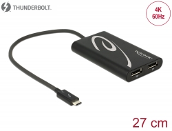 62708 Delock Adaptér Thunderbolt™ 3 samec > 2 x DisplayPort samice 4K 60 Hz
