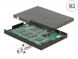 62986 Delock 2.5″-os átalakító, USB 3.1 Gen 2 , USB Type-C™-csatlakozóhüvely > M.2 + mSATA merevlemezházzal, 9,5 mm