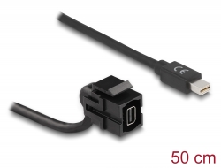 86374 Delock Module Keystone mini DisplayPort femelle 110° > mini DisplayPort mâle avec câble noir