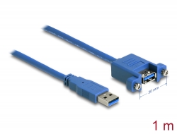 85112 Delock Przewód USB 3.0 Typu-A, wtyk męski > USB 3.0 Typu-A, wtyk żeński, do zabudowy panelowej, 1 m