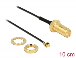 89471 Delock Antena Cable RP-SMA mampara hembra a I-PEX Inc., MHF® I macho 1.13 10,0 cm longitud de hilo 10 mm
