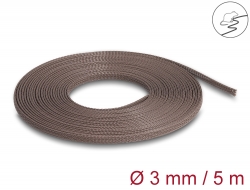 20902 Delock Braided Sleeve rodent resistant stretchable 5 m x 3 mm brown
