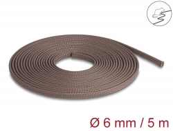 20903 Delock Braided Sleeve rodent resistant stretchable 5 m x 6 mm brown