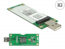 63446 Delock Konverter USB 2.0 Typ-A hane > M.2 Nyckel B med SIM-plats