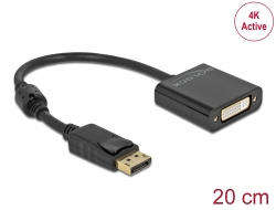 63482 Delock Adapter DisplayPort 1.2-dugós csatlakozó-DVI-csatlakozóhüvely 4K aktív fekete