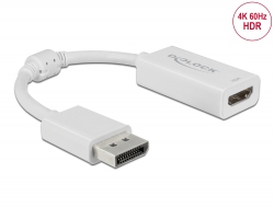 63936 Delock DisplayPort 1.4 Adapter to HDMI 4K 60 Hz with HDR function Active white