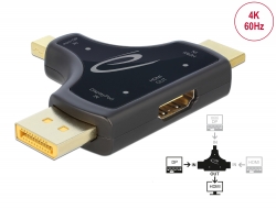 64059 Delock 3-i-1 Skärmadapter med HDMI / DisplayPort / mini DisplayPort-inmatning till HDMI-utmatning med 4K 60 Hz