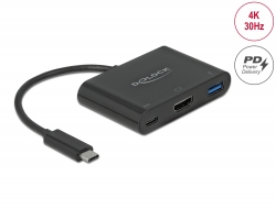 64091 Delock Adaptor USB Type-C™ la HDMI 4K 30 Hz cu USB de Tip-A și USB Type-C™ PD