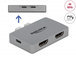 64123 Delock Dvostruki HDMI adapter s 4K 60 Hz i PD 3.0 za MacBook