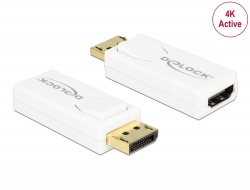 65580 Delock Adaptateur DisplayPort 1.2 mâle > HDMI femelle 4K actif blanc