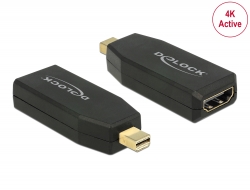 65581 Delock Προσαρμογέας αρσενικού mini DisplayPort 1.2 > θηλυκό HDMI 4K Ενεργό μαύρο