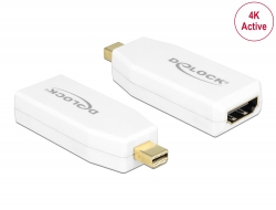 65582 Delock Adapter mini DisplayPort 1.2-dugós csatlakozó > HDMI-csatlakozóhüvely 4K aktív fehér