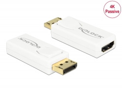 65572 Delock Adapter DisplayPort 1.2 męski > HDMI żeński 4K pasywne biały