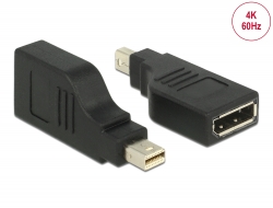 65626 Delock Adapter mini DisplayPort 1.2 Stecker > DisplayPort Buchse 4K 90° gedreht schwarz
