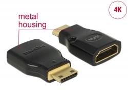 65665 Delock Adapter High Speed HDMI mit Ethernet - HDMI Mini-C Stecker > HDMI-A Buchse 4K schwarz