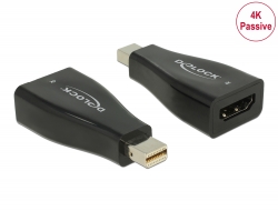 65864 Delock Adapter mini DisplayPort 1.2 męski > HDMI żeński 4K pasywne czarny