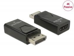 65865 Delock Adapter DisplayPort 1.2 Stecker > HDMI Buchse 4K Passiv schwarz