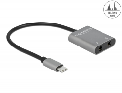 66564 Delock Audiosplitter USB Type-C™ till 2 x stereojack hona i metall