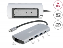 87767 Delock Σταθμός Σύνδεσης USB Type-C™ με Υποδοχή M.2 Slot - 4K HDMI / USB / LAN / PD 3.0