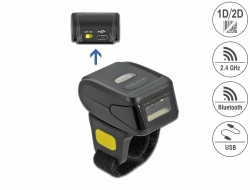90508 Delock Ring Barcode Scanner 1D and 2D with 2.4 GHz or Bluetooth